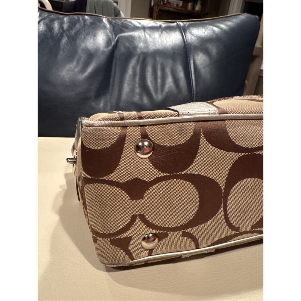 Vintage Coach Gallery East West Tote Bag In The Signature Canvas Leather Trim - Picture 8 of 16